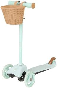 EVO Mini Cruiser 3-Wheel Scooter with Toy Basket – Mint Green | Kids Kick Push Ride-On with Adjustable Handlebar | Toddler Balance Scooter for Boys & Girls Ages 2–5