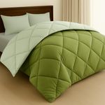 BSB HOME Reversible Comforter 220 GSM Microfiber Reversible AC Comforter/Blanket for Winter/Quilt/Duvets for King Size Double Bed Comforter (90 * 100, Olive Green Light Olive)| TC - 220