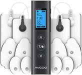 AVCOO 30 Modes TENS EMS Unit Compact Muscle Stimulator for Pain Relief, Rechargeable & Portable Dual Channel EMS Muscle Stimulator with 30 Intensity Levels and 12 Electrode Tens Unit Replacement Pads