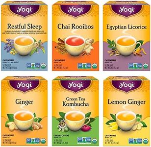 Yogi Tea - Canada Favorites Variety Pack (6 Pack) - Includes Restful Sleep, Green Tea Kombucha, Lemon Ginger, Ginger, Egyptian Licorice, and Chai Rooibos Teas - 96 Tea Bags