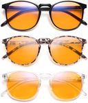 IBOANN 3 Pack Blue Light Blocking Glasses Women/Men, Fake Vintage Eyeglasses with Clear Lens,Fashion Round Retro Frame