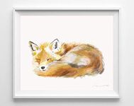 Triple Studio Fox Art Print, Boho Baby Decor for Nursery, Woodland Animals, Minimalist Newborn Baby Room, Earth Tone Monochromatic, UNFRAMED, Signed by Artist (11x14")