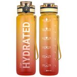 Sahara Sailor Water Bottle, 32oz Motivational Sports Water Bottle with Time Marker - Times to Drink - Tritan, BPA Free, Wide Mouth Leakproof, Fast Flow Technology with Clean Brush (1 Bottle)