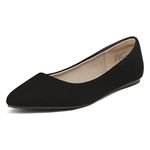 DREAM PAIRS Women's Casual Pointed Toe Ballet Pumps Slip On Ballerina Flats Shoes,Size 6,Black/Nubuck,Sole-Classic