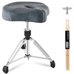 ROWELL Drum Throne Heavy Duty Drum Throne Seat Air Guide Hole Drum Stool Motorcycle Style Thrones Height Adjustable Drum Chair for Drummers,Adult,Kids Refreshing and Breathable Drum Seat,Texture Blue