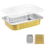 MESTAEK 11"x 7.8" 4.85LB Sturdy Aluminum Foil Pans with Lids (5 Pack), Thicker Heavy Duty for Dishwasher, Reusable Microwavable for Cooking, Baking, Reheating, Freezer, Oven, Disposable & Recyclable