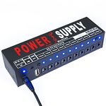 Musiclily Pro Guitar Pedal Power Supply 10 Isolated DC Output with USB Port and US Standard Adapter for 9V/12V/18V Guitar Bass Effect Pedal