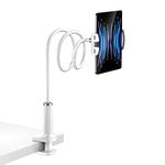 Huayifa Flexible Tablet Stand, Tablet Holder, Gooseneck Tablet Holder - Flexible Adjustable Arm in Bed for iPad/Mobile Phone/Switch/Samsung Galaxy Tabs/etc, 98 cm Total Length (White)