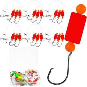 Pompano Rig Saltwater Surf Fishing Rigs – Double Drop Leader Rigs with Hooks, Floats, Beads & Snap – Easy Pre-Tied Terminal Tackle for Pompano, Whiting, Redfish