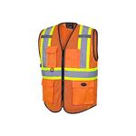 Pioneer 9-Pocket High Visibility Poly Mesh Safety Vest - 2 Radio Clip Strap - Orange - V1024850-M