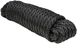 Extreme Max 3008.0019 Solid Braid MFP Utility Rope - 3/8" x 50', Black