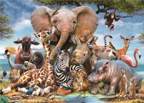 Jigsaw Puzzles for Adults 1000 Piece Animals Kingdom 27.56 x 19.69 Inch Elephant Puzzles for Adults Educational Challenge 1000 Pieces Rhinoceros Zebra Giraffe Puzzles