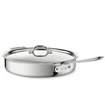 All-Clad 4406 Stainless Steel 3-Ply Bonded Dishwasher Safe Saute Pan with Lid Cookware, 6-Quart, Silver