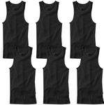 TZ Promise 3-6 Pack Men's 100% Cotton Wife Beater A-Shirts Undershirt Plain Ribbed Tank Top, 6-pack Black, X-Large