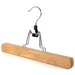 The Hanger Store 10 Wooden clamp coat hangers with felt lining for trousers