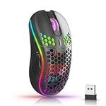 AVMTON Wireless Mouse Gaming Honeycomb,Wireless Gaming Mouse Lightspeed,Wireless Gaming Mouse Multi Button,Rechargeable Wireless Mouse,6 Button,Backlight On-Off,DPI Adjust,for Gamers Relax,Black