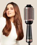 MakeMeeBold Hot Air Brush by Urban Yog | 2-in-1 Hair Dryer & Straightener with 3 Temp & 2 Speed Settings, 360° Airflow Vents, PTC Fast Heating, Ceramic Plates, Auto Shut-Off, Tangle-Free Bristles