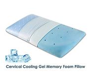 The White Willow Orthopedic Cooling Gel Memory Foam King Size Bed Pillow for Sleeping & Neck Pain Relief Suitable for Stomach, Back & Side Sleeper with Outer Cover (24" L x 15" W x 4" H) Blue