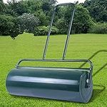 COSTWAY 48L/60L/63L Garden Grass Roller, Large Capacity Lawn Push Rolling Tool, Heavy Duty Drum & Removable Drain Plug, Fill with Water or Sand, Premium Galvanized Steel (63L, Green)