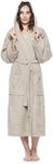 Arus Women's Hooded Classic Bathrobe Turkish Cotton Robe, Latte, Large-X-Large