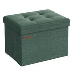 SONGMICS Small Folding Storage Ottoman, Foot Rest Stool, 12.2 x 16.1 x 12.2 Inches, 286 lb Load Capacity, for Living Room, Bedroom, Home Office, Dorm, Retro Green ULSF102C01