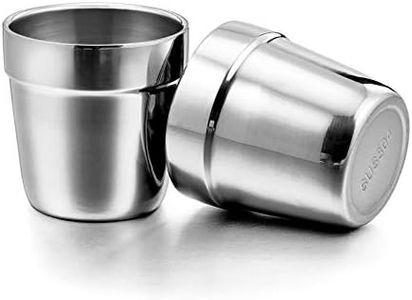 E-far Metal Cups for Kids Baby, 6 Ounce Stainless Steel Insulated Cups for Toddler Children, Training & Transition, Double Wall & Shatterproof, Mirror Polished & Dishwasher Safe - 2 Pack