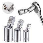 SWOPPLY Universal Joint Socket Sets, Universal Joint Adapter,3 Pcs Swivel Extension Drive U-Joints Drive Universal Joint, Universal Bendable Adapter Socket Ratchet Wrench Tools (1/4", 3/8", 1/2")