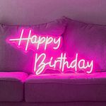 LED Neon Sign Night Light for Wall Party Décor Bedroom Room Bar Wedding Home Birthday Art Decoration Christmas with USB Chain Light modulator 5v (happy birthday pinkA)