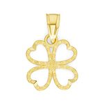 10k Solid Real Gold Four Leaf Clover Pendant, Good Luck Charm Irish Jewelry Gifts