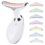 Neck and Facial Massager, 7- IN -1 Face Sculpting Tool for Skin Care with Vibration, Thermal (White)