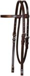 Circle Y Chicago Screw End Smooth Browband Headstall - Equestrian Leather Stainless Steel Hardware Horse Headstall with Plain Browband, 5/8" Width - Walnut