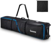 Gonex Snowboard Bag with Wheels,Adjustable Length Up to 175cm to 190cm, Fully Padded Ski Bag for Air Travel, 1200D Polyester PVC Waterproof Rolling Ski Bag with Skis Strapes & Ample Storage Pockets