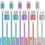 USB C Cable,5 Pack Fast Charging USB Type C Cable,(3+3+6+6+10ft) Nylon Braided Phone Charger USB-C Cord for Samsung Galaxy S21 S20 S10 Plus Note 10 LG