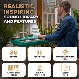 Alesis Recital 88-Key Digital Piano – Turquoise