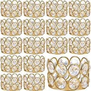 Honeydak 20 Pcs Gold Crystal Votive Candle Holder Tealight Table Centerpieces Elegant Decorative Bling for Wedding Home Decoration, Candle Excluded (Gold)