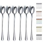 Iced Teaspoons, Kyraton Stainless Steel 19 cm Long Handle Mixing tirring Bar Spoons, Ice Cream Spoons, Cocktail Spoons, Latte Spoons Pack of 6