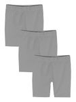 KiddoPanti Girls Cycling Shorts Pack of 3, Lt Grey, 6-8Y