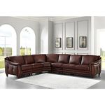 Hydeline Belfast 100% Leather Sectional (4-Piece Sectional, Brown)