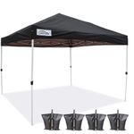 Goutime 10x10Ft (3m*3m) Ez Pop Up Canopy Tent Gazebo Portable Foldable Instant Shelter with Wheeled Carry Bag, Bonus 4 Canopy Weight Sand Bags,Events Beach Market Waterproof Black