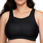 Glamorise Full Figure Plus Size No-Bounce Camisole Elite Sports Bra Wirefree #1067 Black