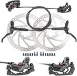 JFOYH 4-Piston MTB Hydraulic Brake Set with 160mm Floating Disc Rotors, Front and Rear Hydraulic Disc Brake Kit for MTB(Pre-Bled, Left-Front/Right-Rear)