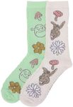 Bioworld Shrek Donkey & Shrek Flora Patterns Women's 2-Pair Casual Crew Socks