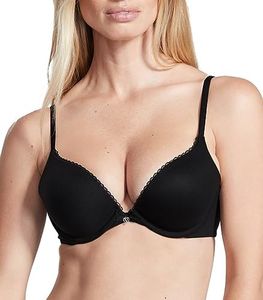 Victoria's Secret Perfect Shape Push Up Bra, Full Coverage, Padded, Smooth, Bras for Women, Body by Victoria Collection (32D, Black Smooth), Black Smooth, 10D