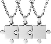 Flongo Friendship Necklaces BFF Pendant Partner Chains Best Friends Necklace, Set of 2 Necklaces, Friendship Chain, Puzzle Made of Stainless Steel for Men, Women, Stainless Steel