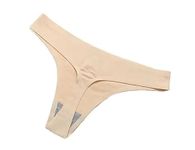 Jemego Women Ice Silk Briefs Panties Seamless Thongs Underwear Lingerie (26-32waist) (Beige)