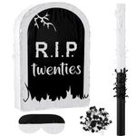 Syhood 4 Pcs Rip Twenties Piñata Birthday Decorations 11 x 15.7" Death to My 20s Funeral Tombstone Piñata with Stick Blindfold Confetti Bat for Women Men 30th Birthday Anniversary Party Supplies