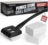 Pumice Grill Stone Cleaning Block Scraper w/XL Handle and 3 Grill Bricks - Heavy Duty Pumice Grill Cleaning Block for Flattop Grills or Grated Grill Cleaner - Pumice Stone for Grill Cleaning Set