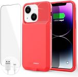 tailasi Battery Case for iPhone 13/13 Pro/14/14 Pro,Ultra-Slim Charging Case Real 7000mAh Rechargeable Anti-Fall Protection Extended Charger Cover for iPhone 13/13Pro/14/14 Pro Battery Case(6.1”) red