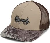 Paramount Outdoors Wooly Bugger Hat 6-Panel Fly Fishing Baseball Cap in Grey with Fish Skin Print Comfort Snap Quick Dry