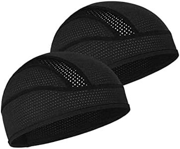 Skull Cap Helmet Liner Beanie, Cooling Mesh Cycling Running Hat for Men Women, Fits Under Helmets (Black & Black)